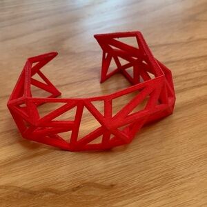 Red architectural bangle bracelet